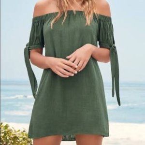 Lulu’s Olive Green Off The Shoulder Dress SizeSM